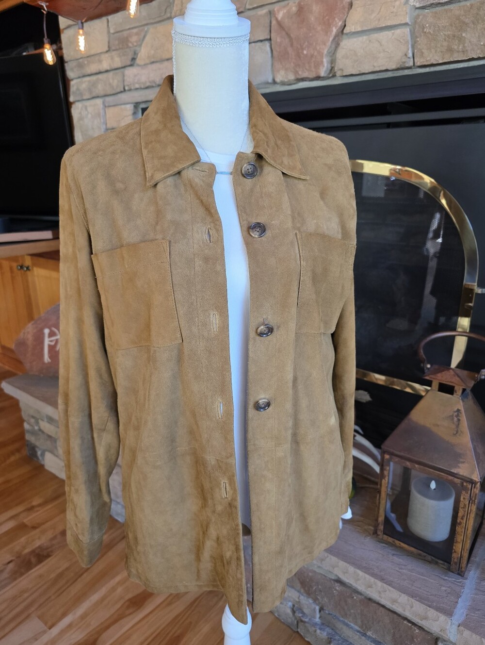 Vintage Orvis Tan Suede Button-Front Jacket